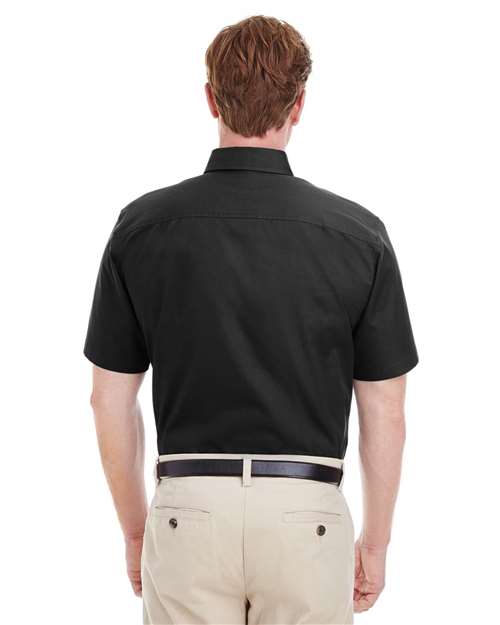 Harriton Foundation Short Sleeve Cotton Twill Dress Shirt with Teflon M582
