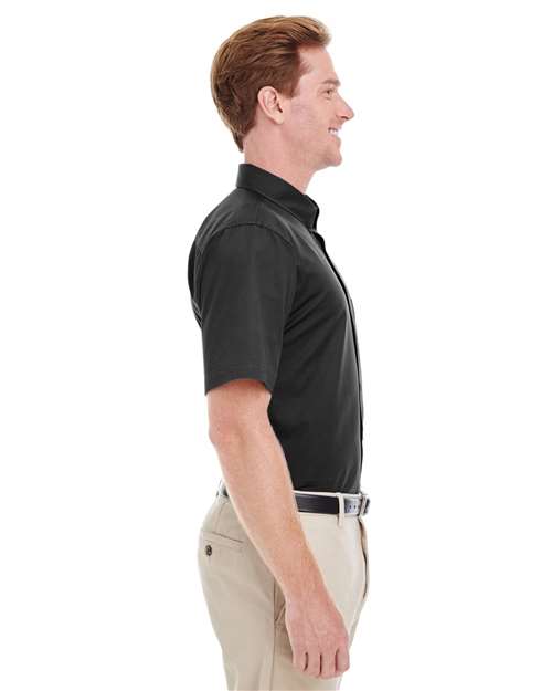 Harriton Foundation Short Sleeve Cotton Twill Dress Shirt with Teflon M582