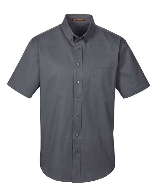 Harriton Foundation Short Sleeve Cotton Twill Dress Shirt with Teflon M582