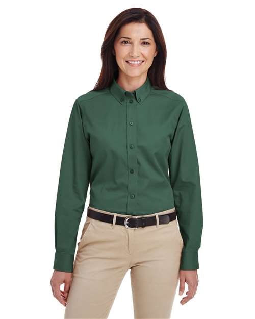 Harriton Women's Foundation Cotton Twill Shirt with Teflon M581W