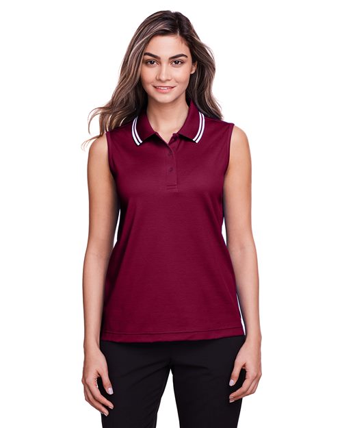 Devon & Jones Women's CrownLux Performance® Plaited Tipped Sleeveless Polo DG20SW