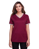 Devon & Jones Women's CrownLux Performance® Plaited Tipped V-Neck Shirt DG20CW