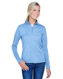 UltraClub Women's Cool & Dry Heathered Performance Quarter-Zip 8618W