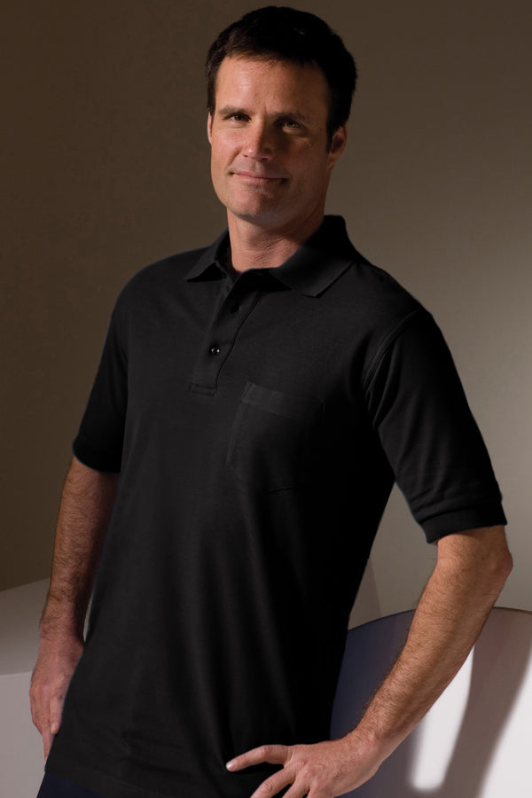 Edwards Blended Pique Short Sleeve Polo With Pocket [#1505].  Live Chat for Bulk Discounts