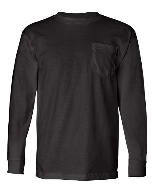 Bayside USA-Made Long Sleeve Pocket T-Shirt 8100 - Black