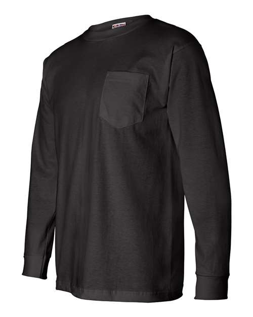 Bayside USA-Made Long Sleeve Pocket T-Shirt 8100 - Black
