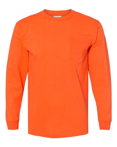 Bayside USA-Made Long Sleeve Pocket T-Shirt 8100 - Orange