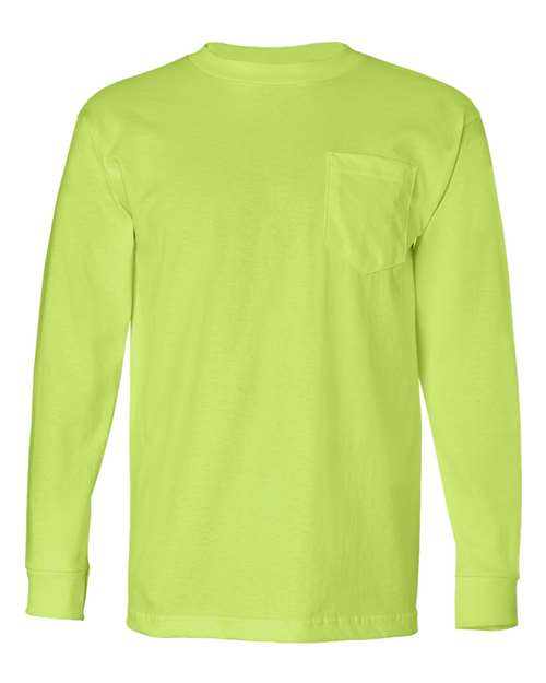 Bayside USA-Made Long Sleeve Pocket T-Shirt 8100 - Lime Green
