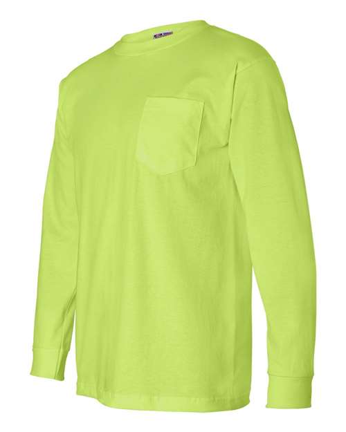 Bayside USA-Made Long Sleeve Pocket T-Shirt 8100 - Lime Green