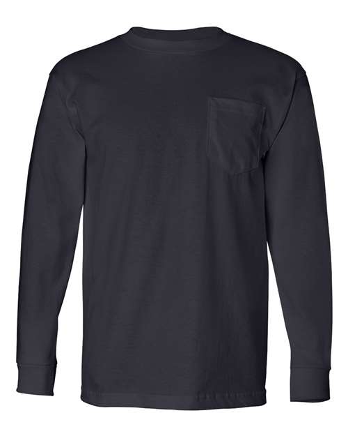 Bayside USA-Made Long Sleeve Pocket T-Shirt 8100 - Navy