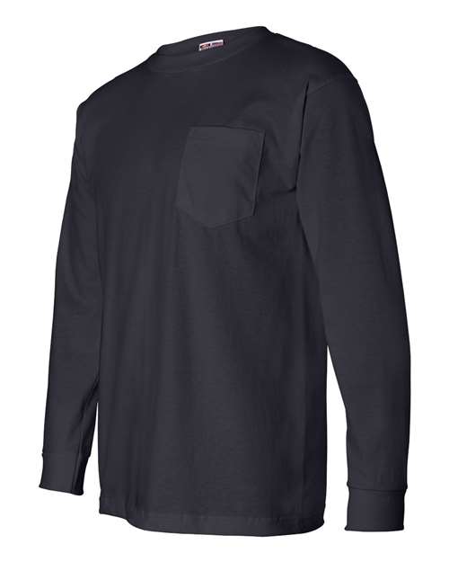 Bayside USA-Made Long Sleeve Pocket T-Shirt 8100 - Navy