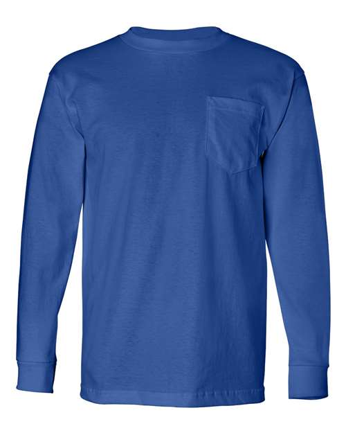 Bayside USA-Made Long Sleeve Pocket T-Shirt 8100 - Royal Blue