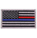 Rothco Thin Blue Line / Thin Red Line US Flag Patch - Hook Back. Item