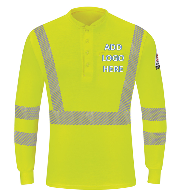 Bulwark [SML4] Men's Hi-Visibility Lightweight Long Sleeve Henley. Live Chat for Bulk Discounts.