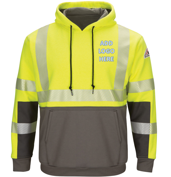 Bulwark [SMB4] Men's Hi-Visibility Color Block Pullover Fleece Sweatshirt. Live Chat for Bulk Discounts.