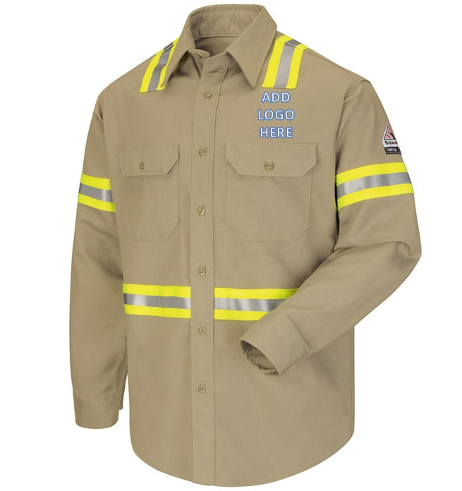 Bulwark [SLDT] Men's Midweight FR Enhanced Visibility Uniform Shirt. Live Chat for Bulk Discounts.