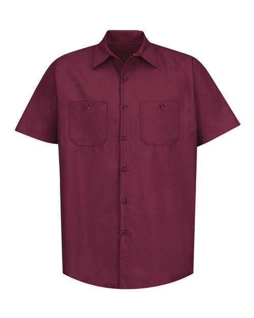 Red Kap Industrial Short Sleeve Work Shirt SP24 - Burgundy