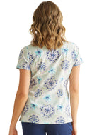 Healing Hands Ivy Print Top.  Item 2271 in HH PURPLE LABEL.  Live Chat for Bulk Discounts.