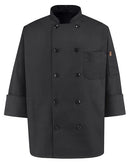 Chef Designs Ten Pearl Button Black Chef Coat 0425