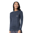 Women's Crew Neck Long Sleeve Pocket Tee. Live Chat for Bulk Discounts