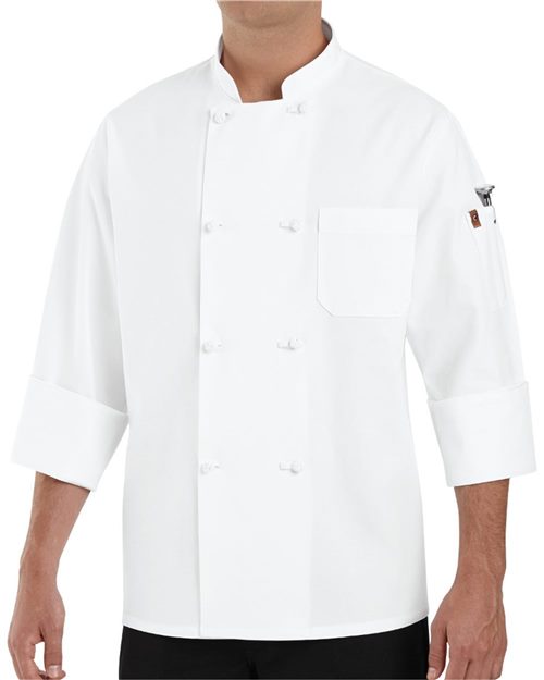 Chef Designs Eight Knot Button Chef Coat with Thermometer Pocket 0414
