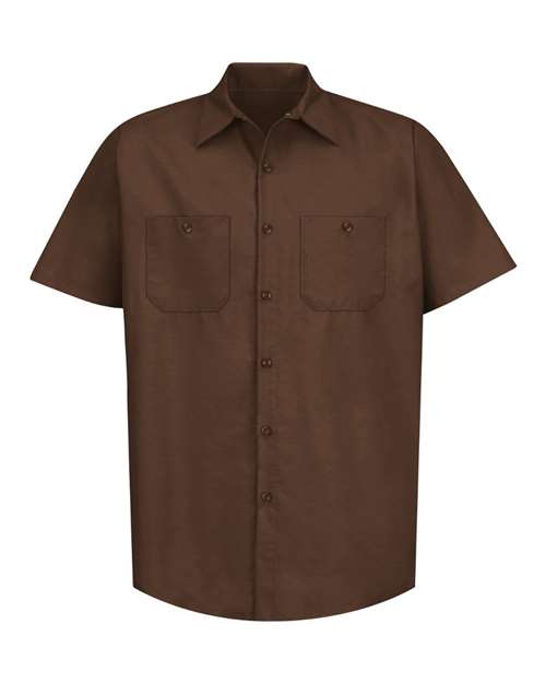 Red Kap Industrial Short Sleeve Work Shirt SP24 - Chocolate Brown