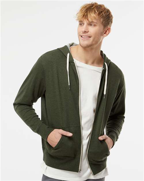 Independent Trading Co. Heathered French Terry Full-Zip Hooded Sweatshirt PRM90HTZ