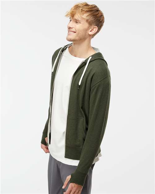 Independent Trading Co. Heathered French Terry Full-Zip Hooded Sweatshirt PRM90HTZ