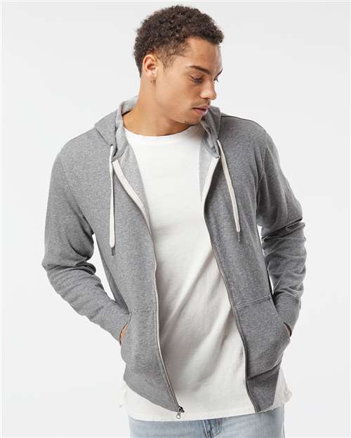 Independent Trading Co. Heathered French Terry Full-Zip Hooded Sweatshirt PRM90HTZ