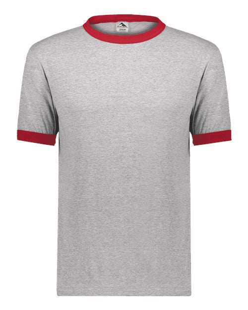 Augusta Sportswear 50/50 Ringer T-Shirt 710 - Athletic Heather/ Red