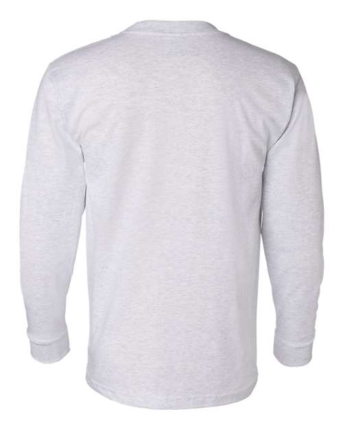 Bayside USA-Made Long Sleeve Pocket T-Shirt 8100 - Ash