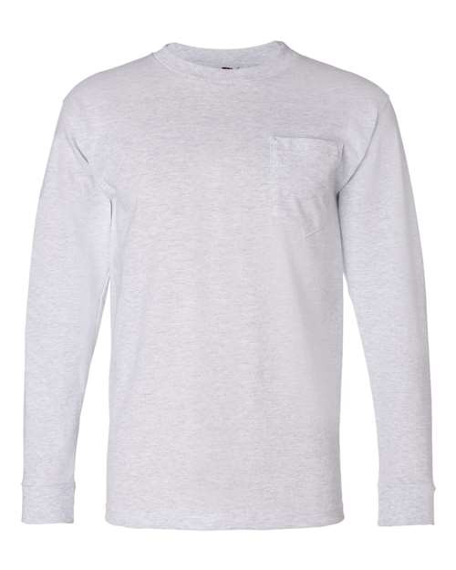 Bayside USA-Made Long Sleeve Pocket T-Shirt 8100 - Ash