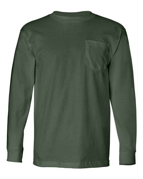 Bayside USA-Made Long Sleeve Pocket T-Shirt 8100 - Forest Green