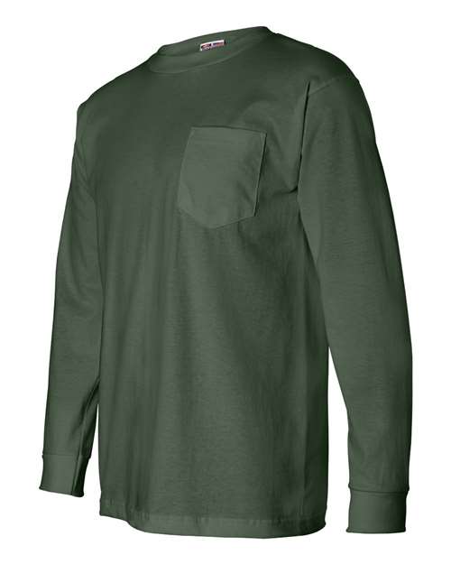 Bayside USA-Made Long Sleeve Pocket T-Shirt 8100 - Forest Green