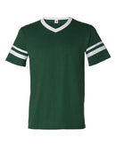 Augusta Sportswear V-Neck Jersey with Striped Sleeves 360 - Dark Green/ White
