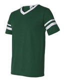 Augusta Sportswear V-Neck Jersey with Striped Sleeves 360 - Dark Green/ White