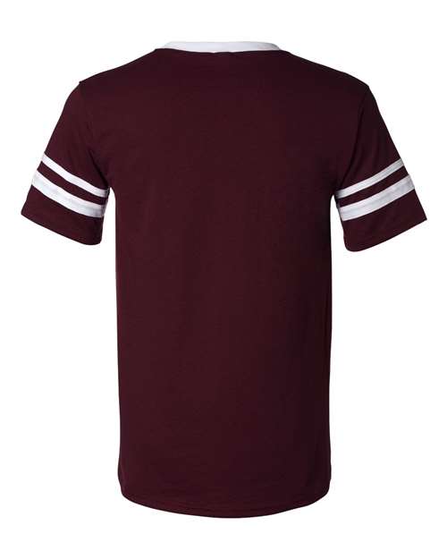 Augusta Sportswear V-Neck Jersey with Striped Sleeves 360 - Maroon/ White