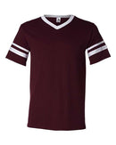 Augusta Sportswear V-Neck Jersey with Striped Sleeves 360 - Maroon/ White