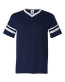 Augusta Sportswear V-Neck Jersey with Striped Sleeves 360 - Navy/ White
