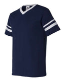 Augusta Sportswear V-Neck Jersey with Striped Sleeves 360 - Navy/ White