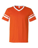 Augusta Sportswear V-Neck Jersey with Striped Sleeves 360 - Orange/ White