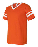 Augusta Sportswear V-Neck Jersey with Striped Sleeves 360 - Orange/ White