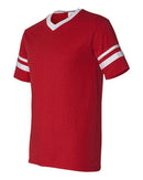 Augusta Sportswear V-Neck Jersey with Striped Sleeves 360 - Red/ White