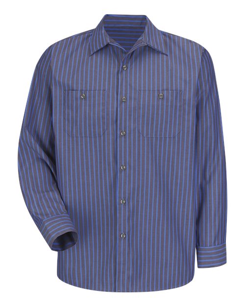 Red Kap Industrial Long Sleeve Work Shirt SP14 - Grey/ Blue Stripe
