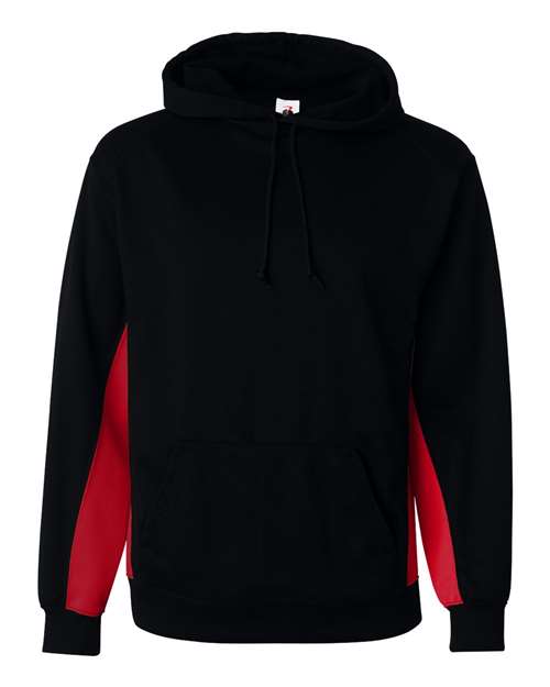 Badger Performance Fleece Hooded Sweatshirt 1454 - Black/ Red