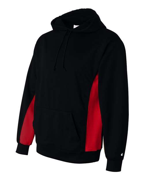 Badger Performance Fleece Hooded Sweatshirt 1454 - Black/ Red