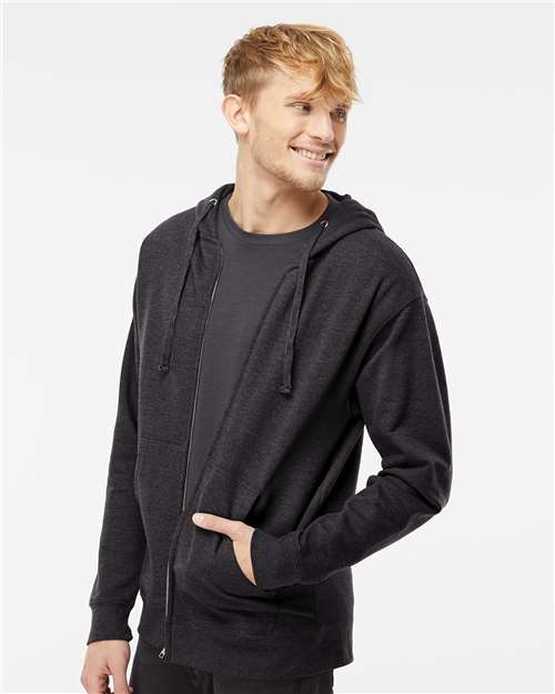 Independent Trading Co. Midweight Full-Zip Hooded Sweatshirt SS4500Z - Charcoal Heather