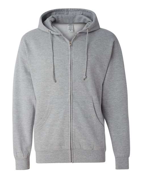 Independent Trading Co. Midweight Full-Zip Hooded Sweatshirt SS4500Z - Grey Heather