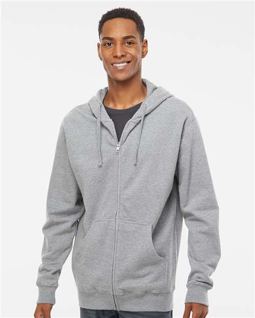 Independent Trading Co. Midweight Full-Zip Hooded Sweatshirt SS4500Z - Grey Heather