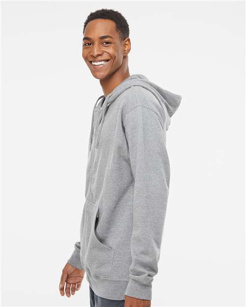 Independent Trading Co. Midweight Full-Zip Hooded Sweatshirt SS4500Z - Grey Heather